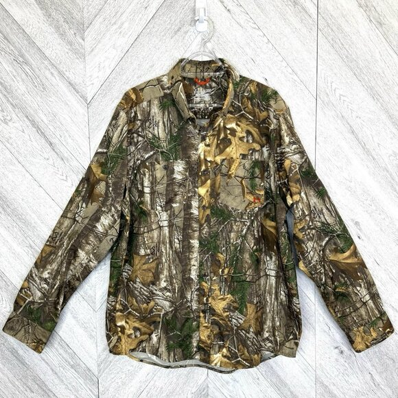 Under Armour Chesapeake Camo Long Sleeve Shirt Mossy Oak Mens Size Large - Picture 1 of 6